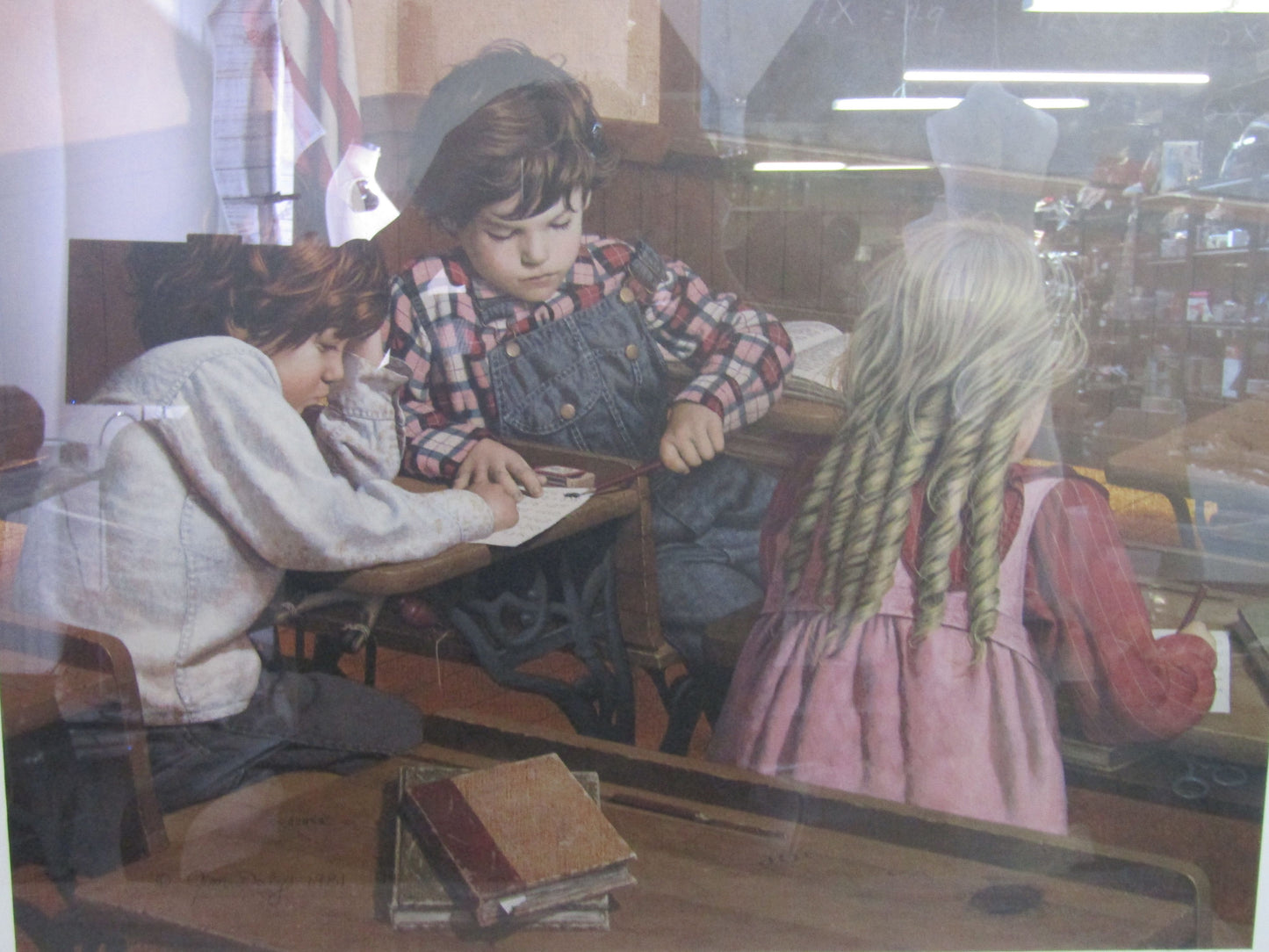 Kids in a Classroom Print by Jim Daly Signed. Framed