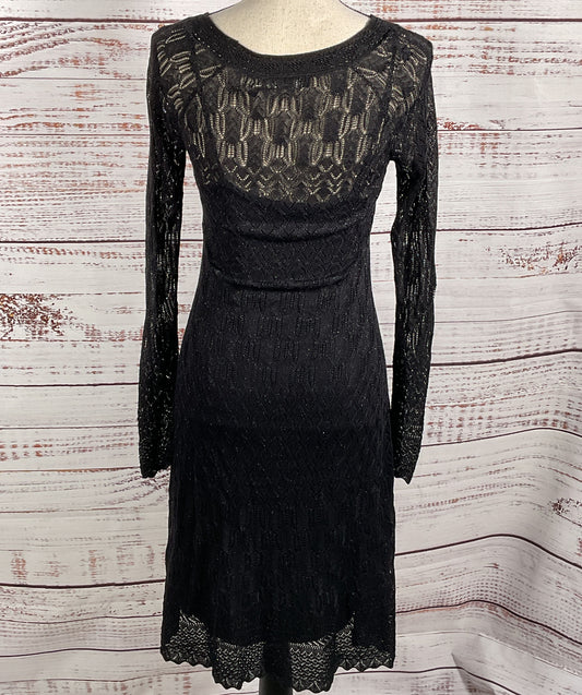 Ralph Lauren Pointelle-Knit Long-Sleeve Dress Black S