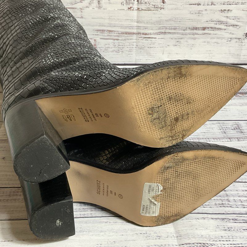 SCHULTZ Women's Maryana Block Heel Embossed Faux Leather Tall Boots- SZ 5B