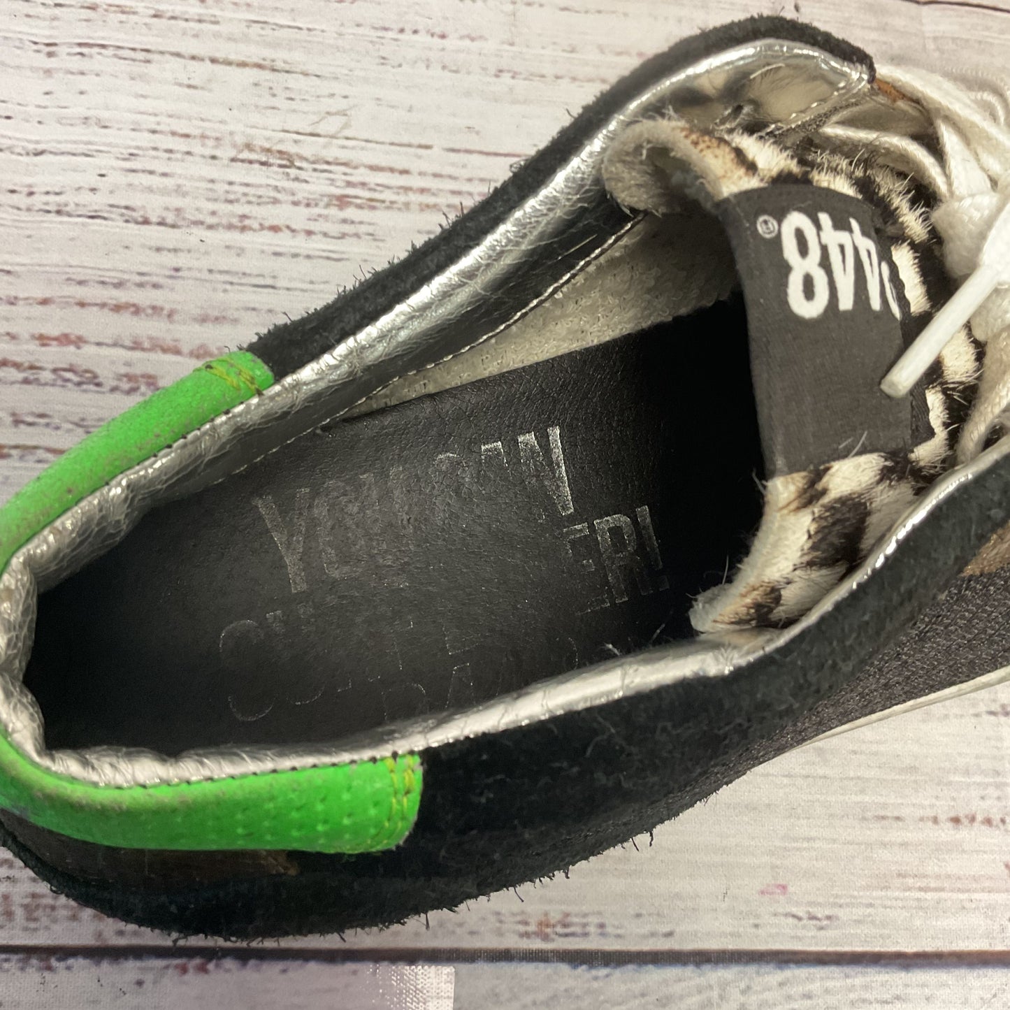 P448 A8 Queens Black Green Silver Sneaker Casual Shoe Unisex 8.5M 9.5W