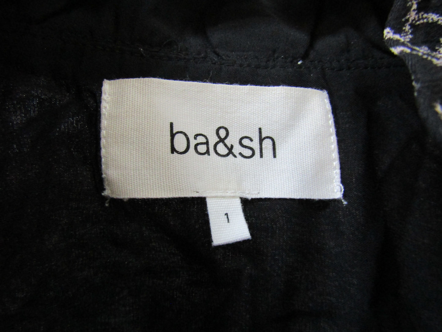 Ba&sh Amelia Women's Black Floral Metallic Embroidered Long Sleeve Blouse Size 1