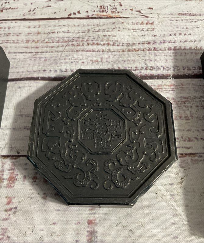 Vintage Set Of 3 Chinese Ink Stones With Art
