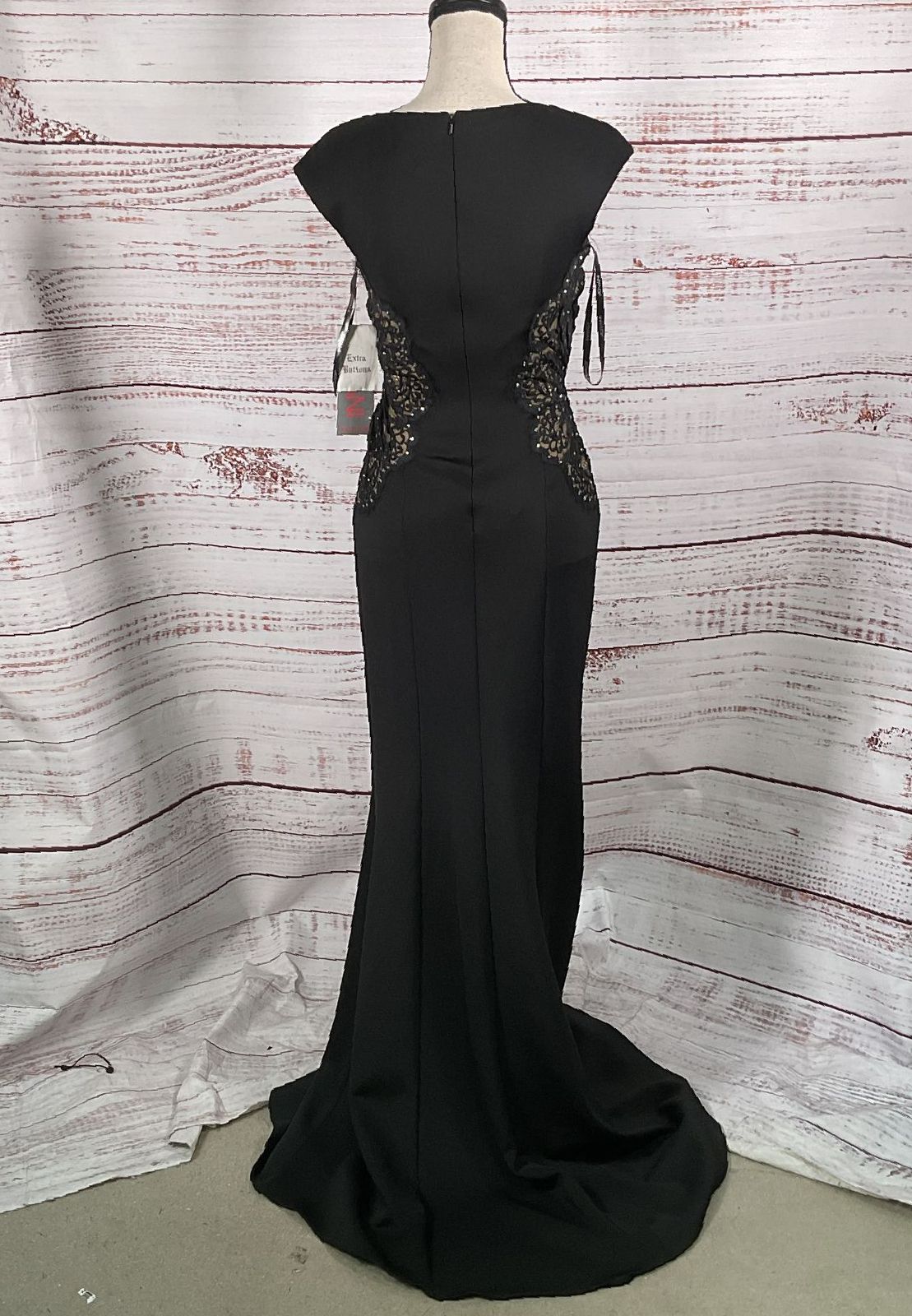 Jovani Lace Illusion Side Formal Dress Black 4