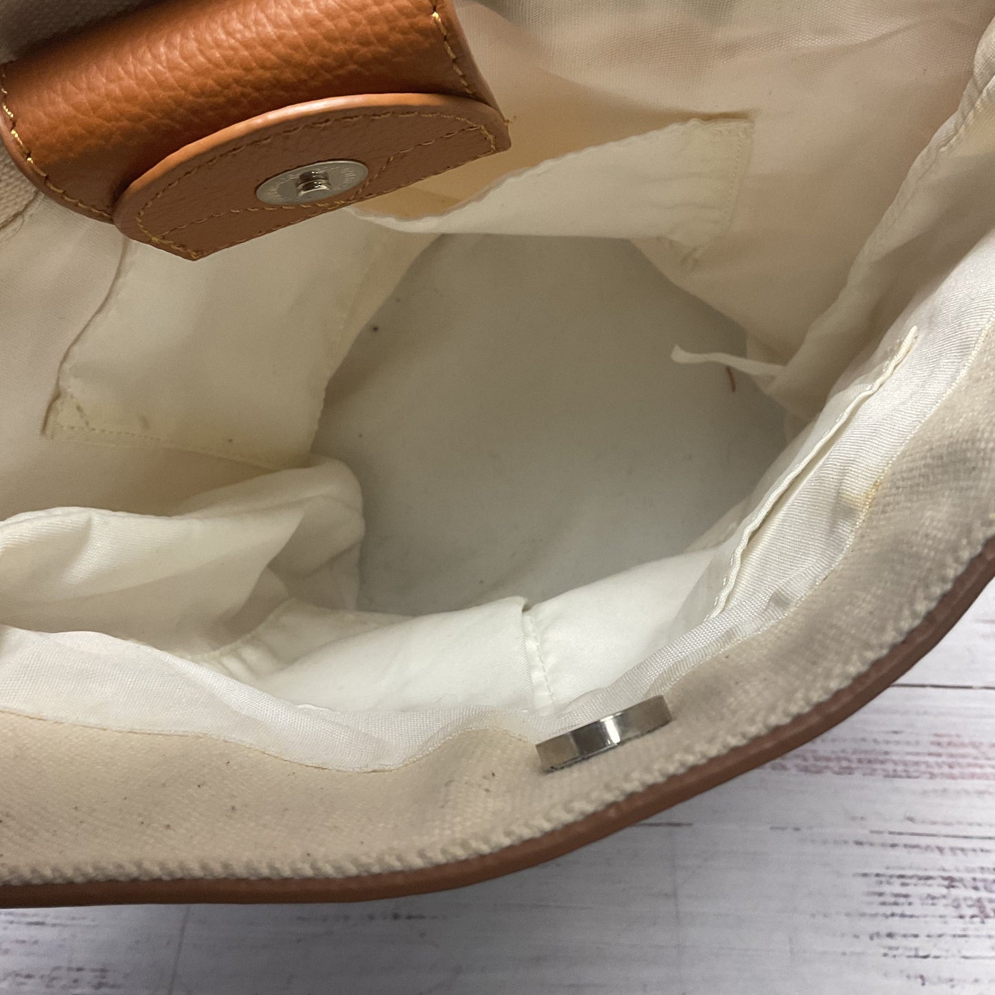 Maison De Reefur Canvas Leather Trim Bucket Bag Shoulder Strap