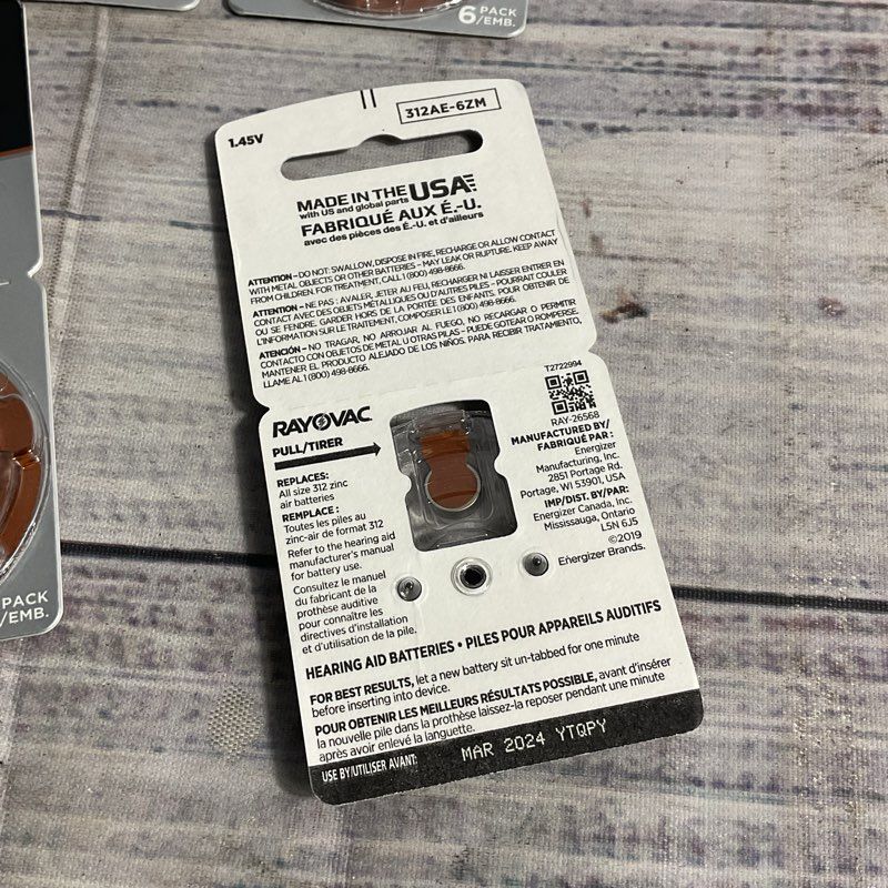 Lot of 32 Rayovac Extra Advanced Hearing Aid Batteries Size 312 Exp. 2024