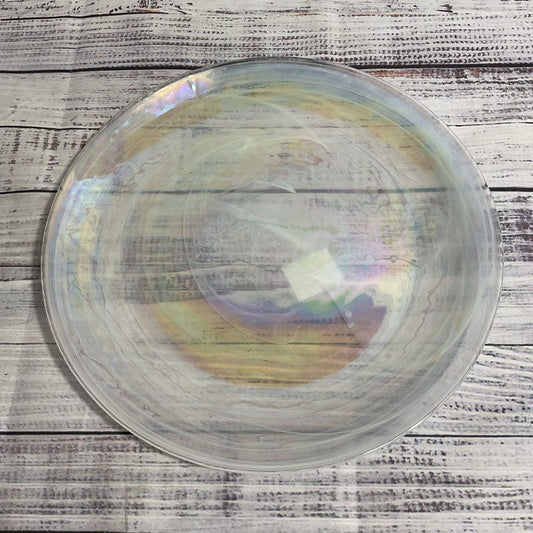 Set of 2 Artistic Accents Glass Pearl Iridescent Swirl 11” Dinner Plates