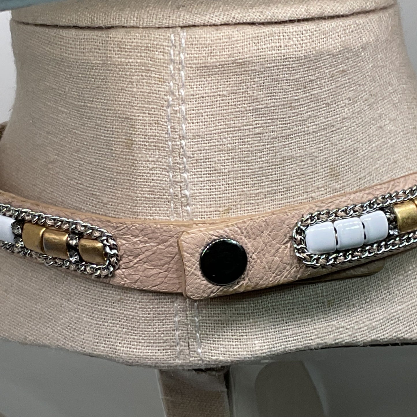 STELLA & DOT Leather & Rhinestone Choker Necklace- 14"