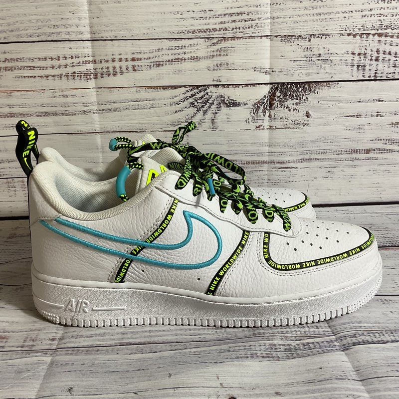 NIKE Air Force 1 Worldwide CK7213-100 Men's White/Green Sneakers Shoes- SZ 10.5
