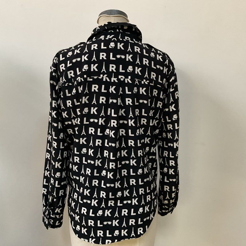 KARL LAGERFELD Monogram Waist-Tie Shirt- SZ S