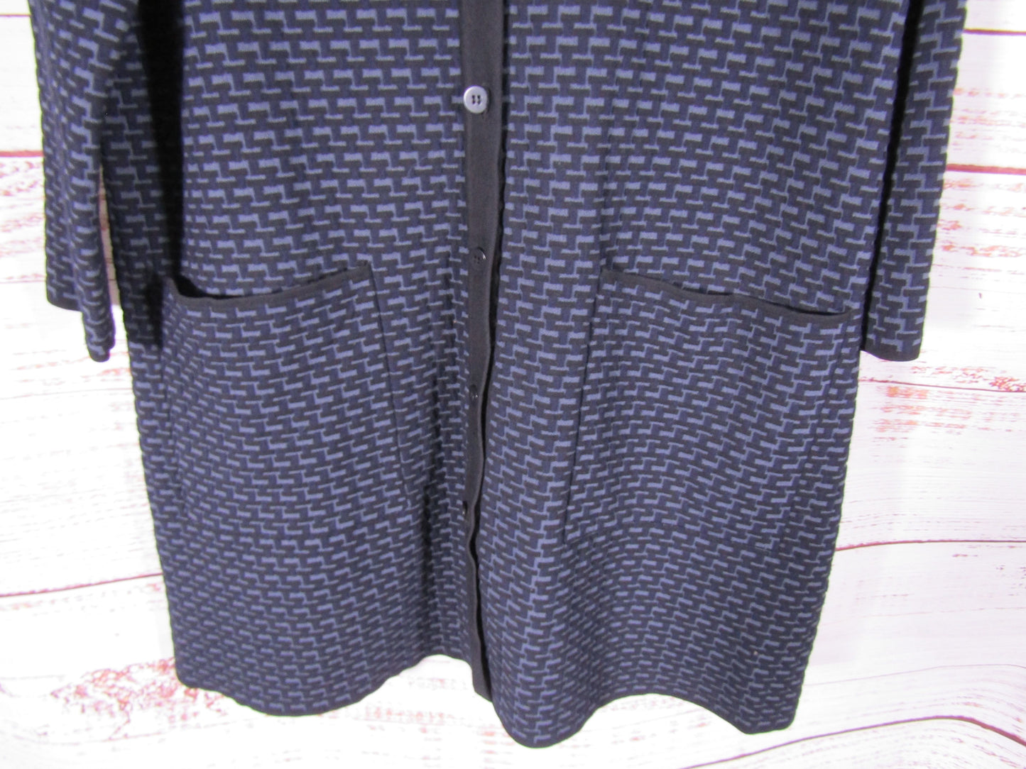 COS Women's Navy Blue & Black Knit Jacket Size S