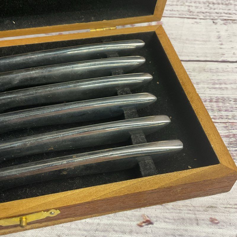 Vintage Griffon 6 Pc. Stainless Steel Steak Knife Set & Case Made In Japan