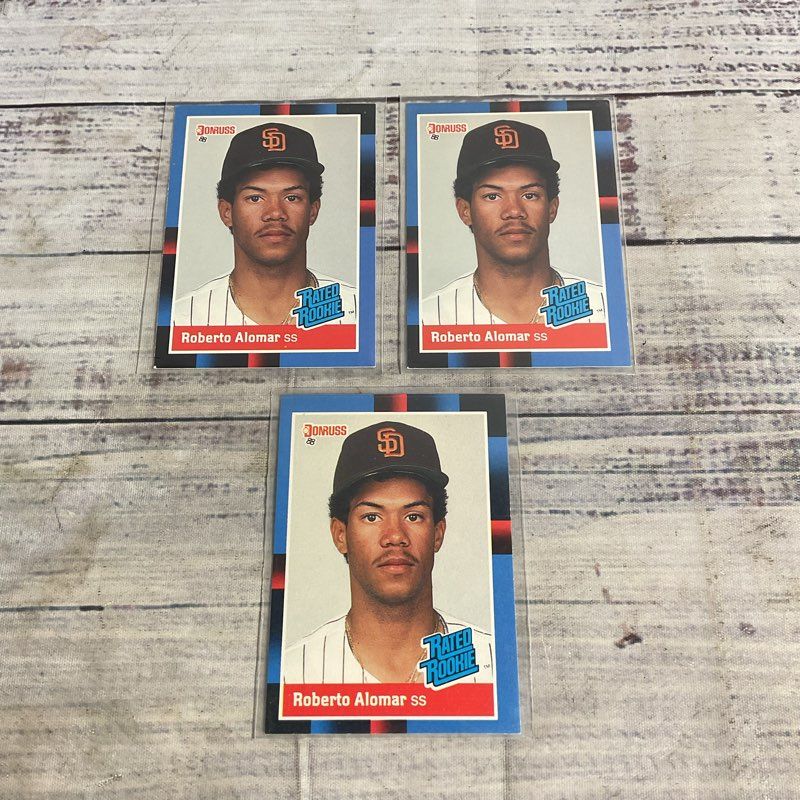 Lot Of 3 Donruss 1988 Roberto Alomar #34 Ungraded Baseball Rookie Cards