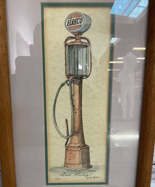 Dyckie Wallace Gas Pump Limited Edition Artist Signed Watercolor Print