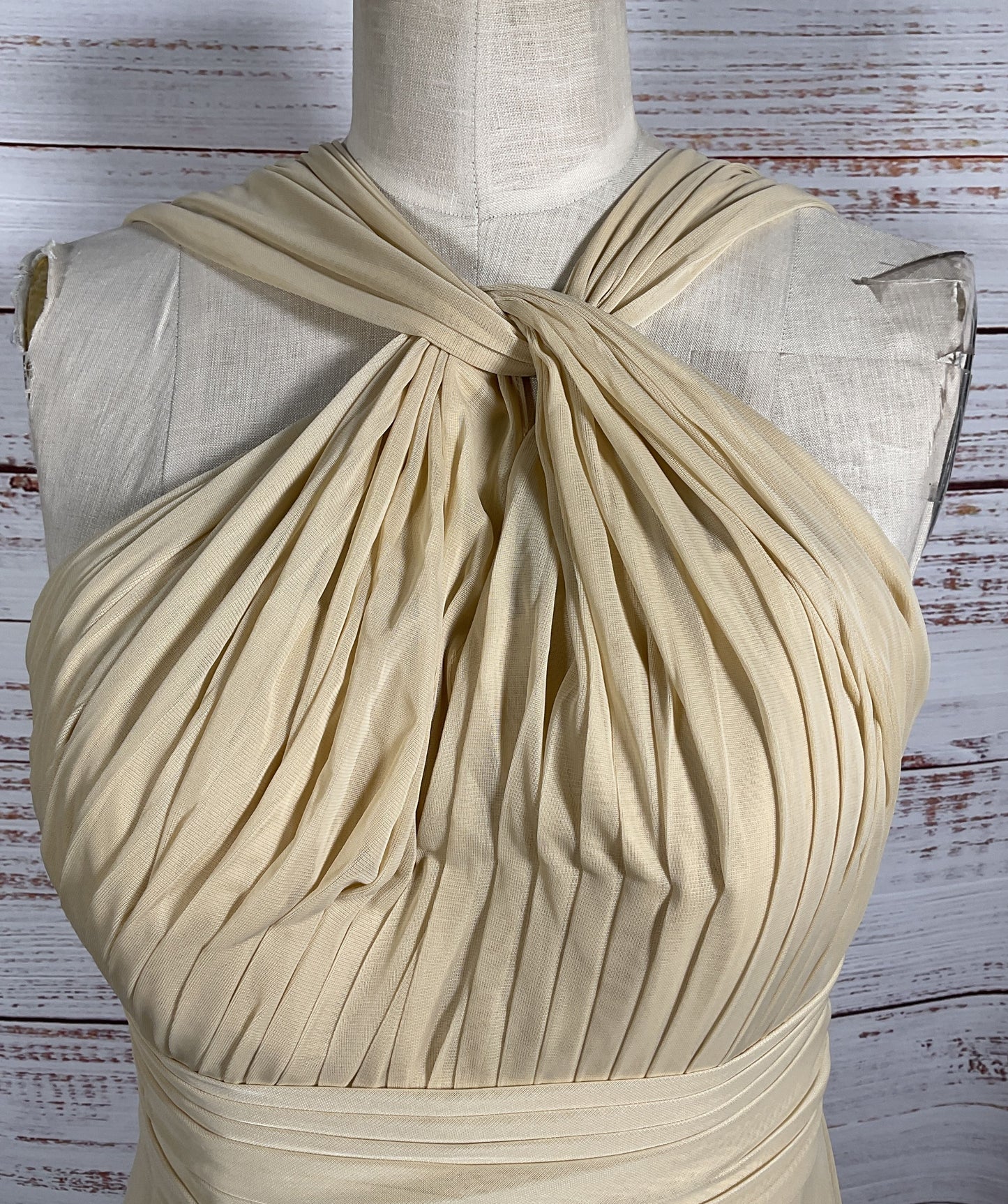 Azazie Halter Style Long Formal Dress Light Beige C