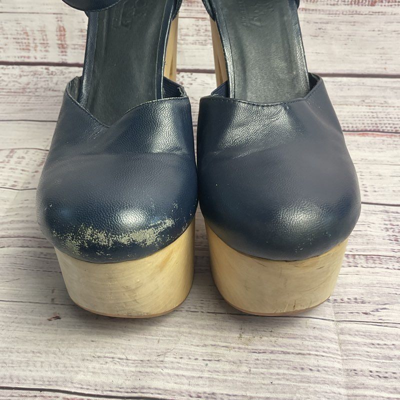 Chloe Sevigny for Opening Ceremony Navy Leather Platform Mary Jane Heel Size 9
