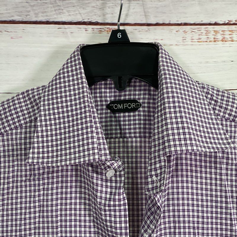 Tom Ford Purple Plaid Button Up Dress Shirt - Size 43/17