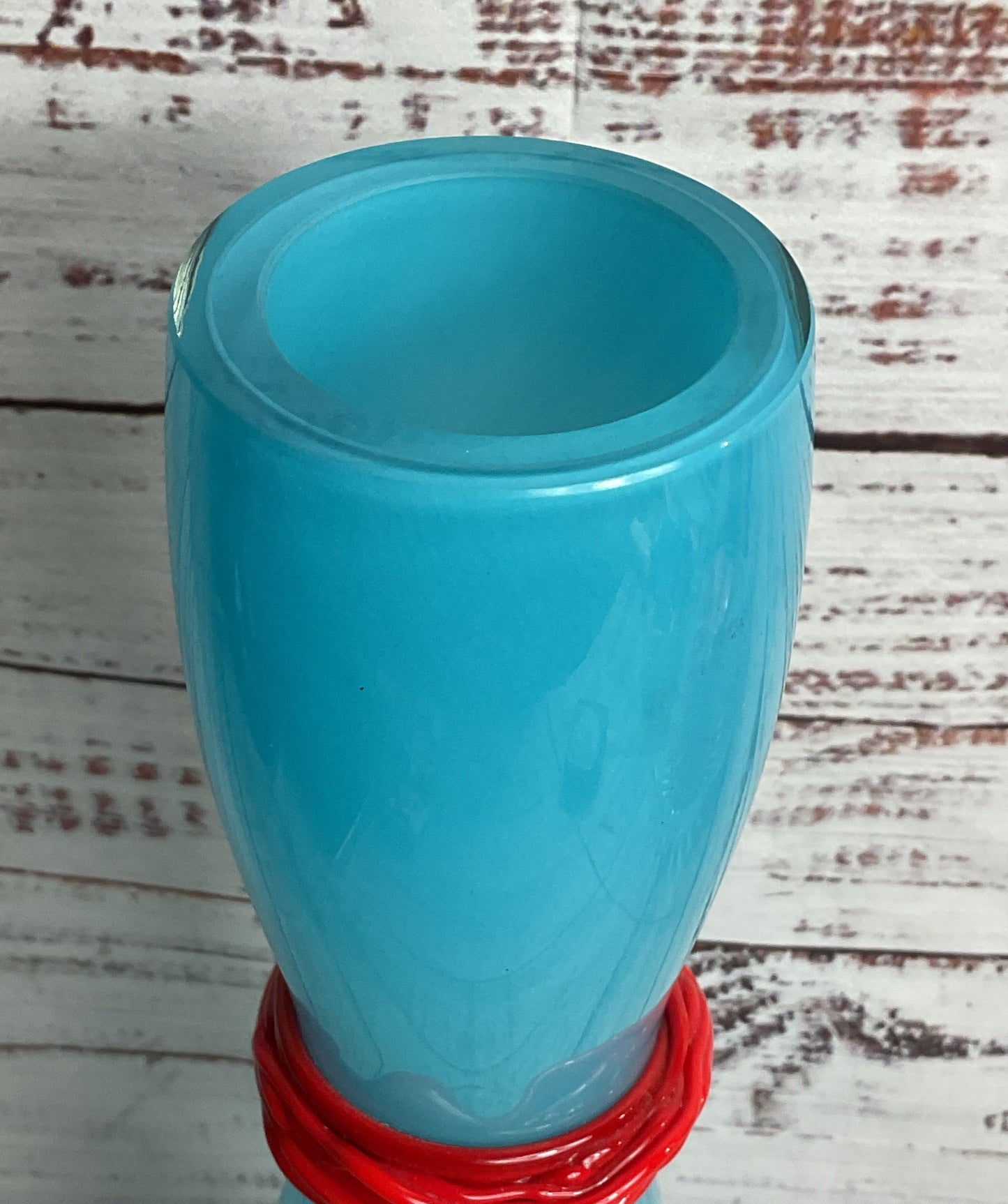 Rony Plesl B.A.G. Czech Republic 13" Art Glass Vase Turquoise
