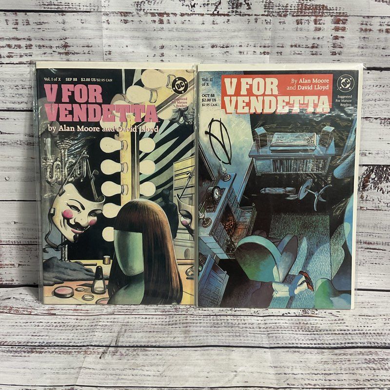 V For Vendetta Vol. 1 & 2 1988 Vintage Dc Superhero Comics