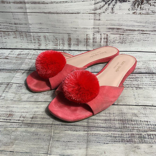 Kate Spade Amour Pom Pink Suede Slide Flat Shoes Women's 8