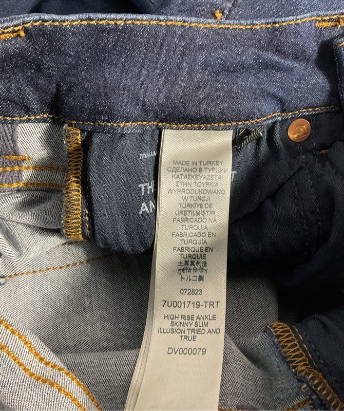 7 For All Mankind High Waist Ankle Skinny Jeans Blue Size 25 Women's