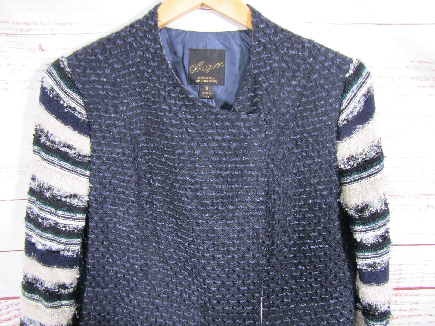 Mcginn for Nordstrom Women's Navy Blue Knit Coat Jacket Size 8