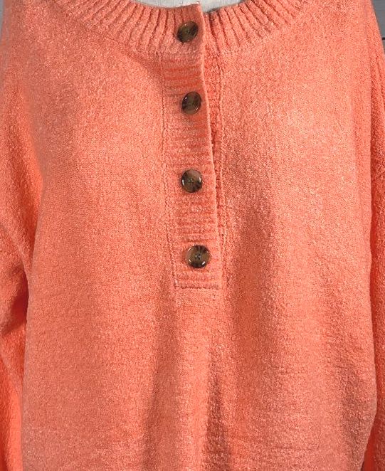 Lou & Grey Henley Tunic Orange Bright Sunset L