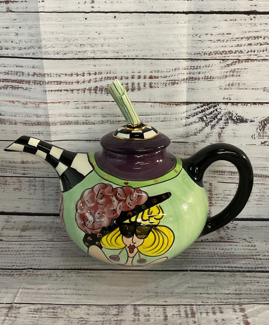 Lynda Corneille Swak Aunt Gertie Teapot & Tea Cup Set Multicolor