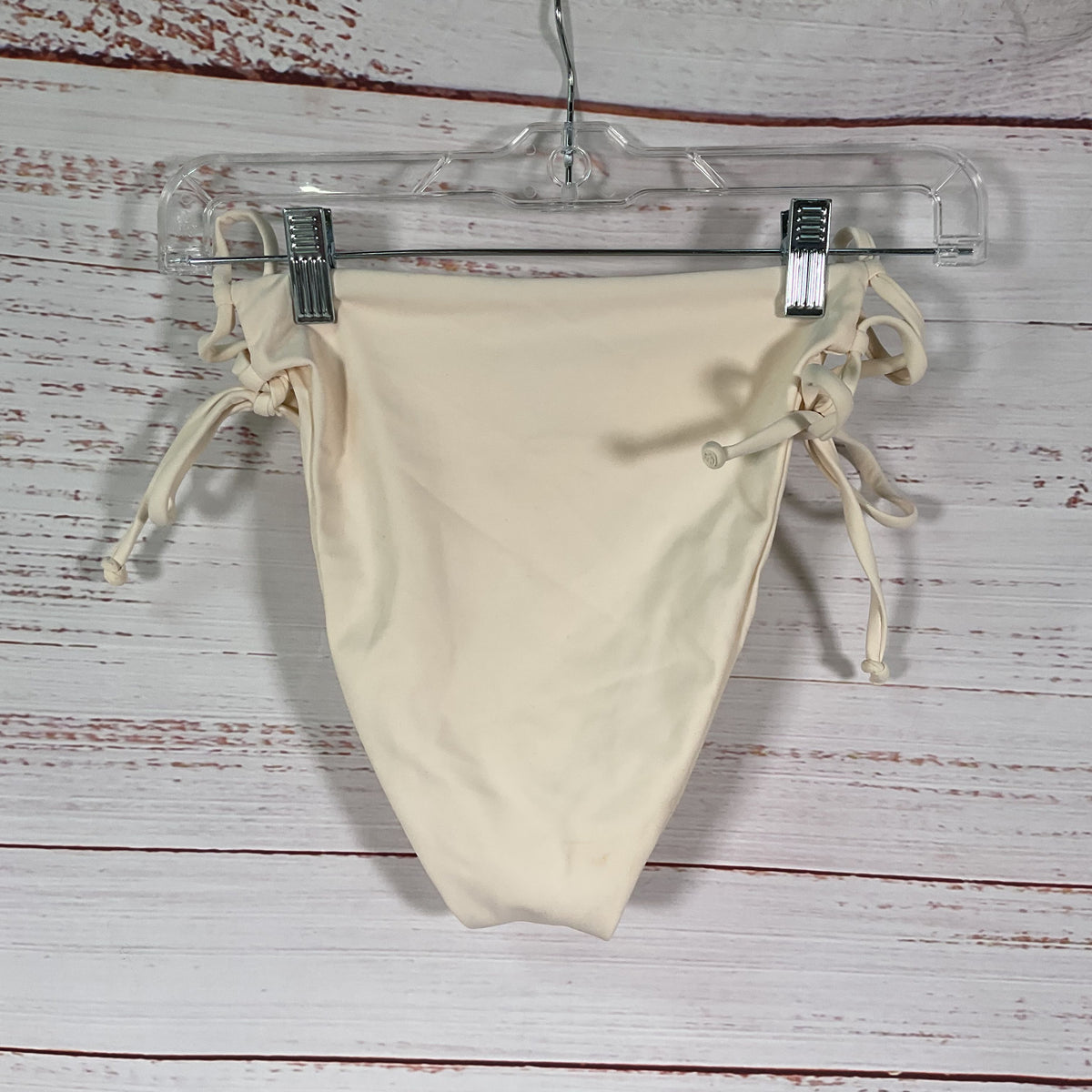 Badgley Mischka Jackie Bow Hi-Low Beige Bikini Swimwear - Size M / S