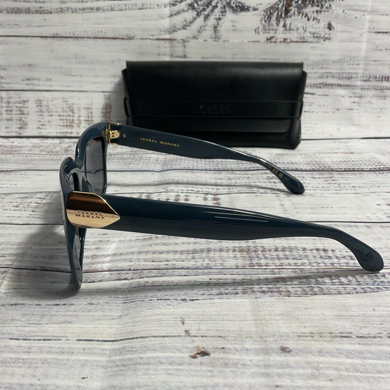 NEW Isabel Marant IM 0213/S Blue & Gold Square Frame Sunglasses w/ Black Case