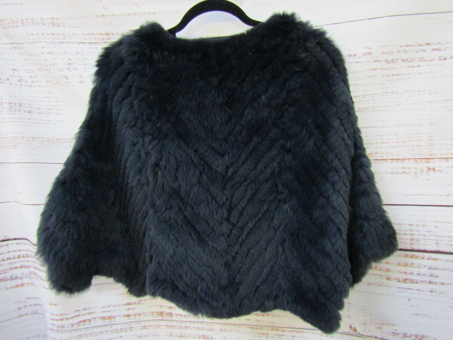 Tasha Tarno Women's Navy Blue Rabbit Fur Sweater Blouse Size S
