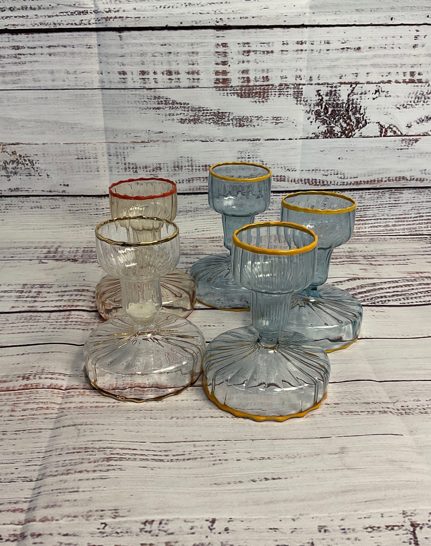 The Last Line Set Of Five Candy Glass Candle Holders in Multiple Colorways