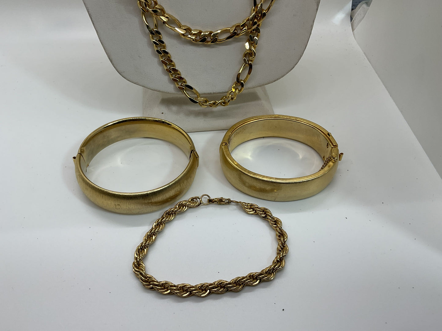 Lot of 5- 8" Rope Bracelet, Bangle Bracelets, 20" & 36" Curb Necklaces