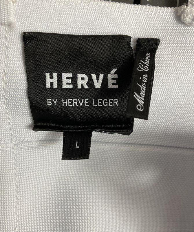 Hervé by Hervé Léger Halter Neck Crossover Crop Tank Top White L