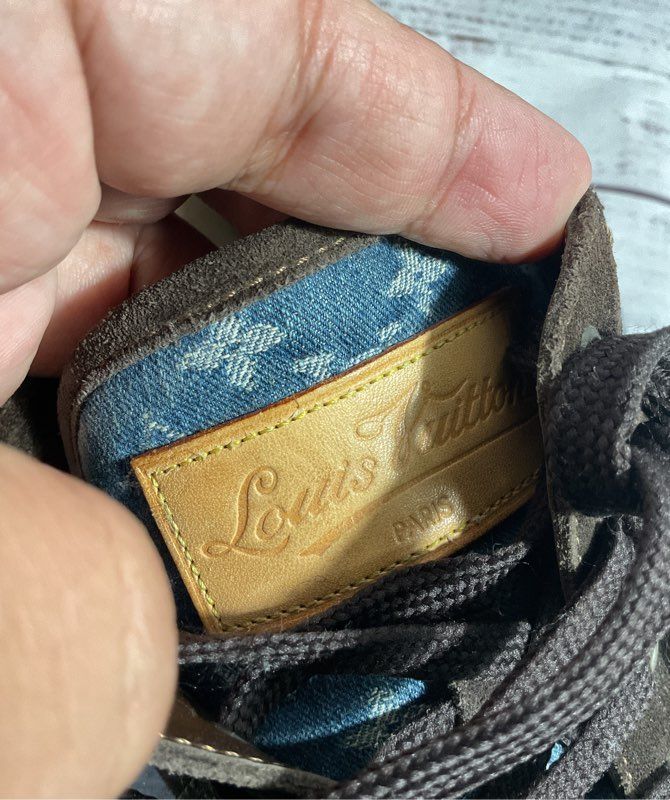 Louis Vuitton Monogram Sneaker Denim Brown Suede Men's Size 10.5