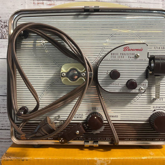 VTG. Kodak Brownie 8mm Movie Projector in OG Box *TURNS ON*