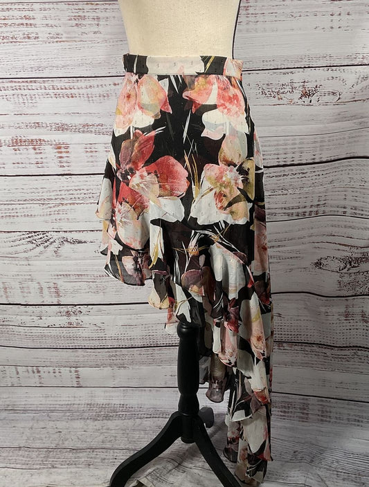 Misa Los Angeles Asymmetrical Floral Print Sky Skirt Multicolor S