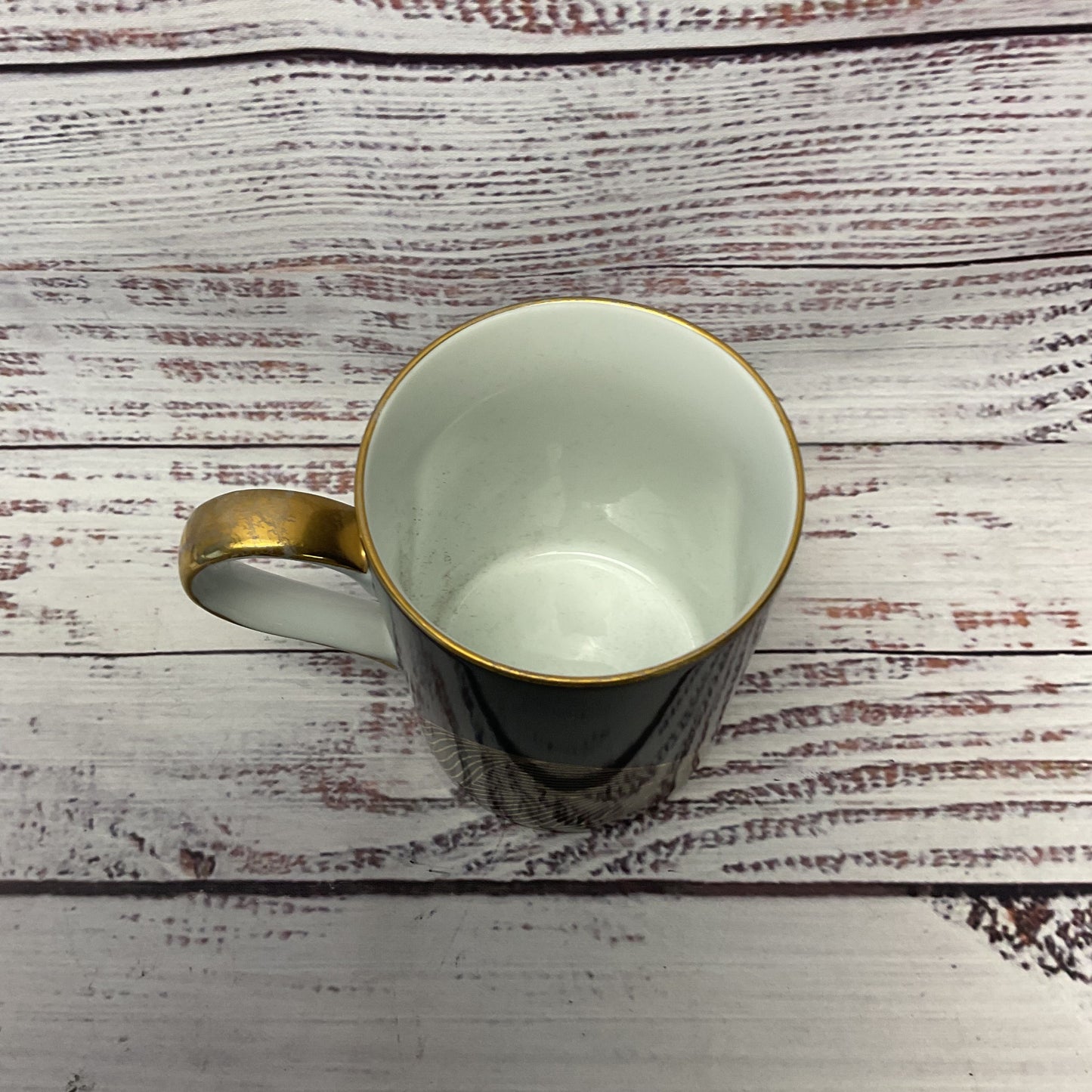 Fitz And Floyd Night Flight Crane Black And Gold Porcelain Ceramic Mug 4"