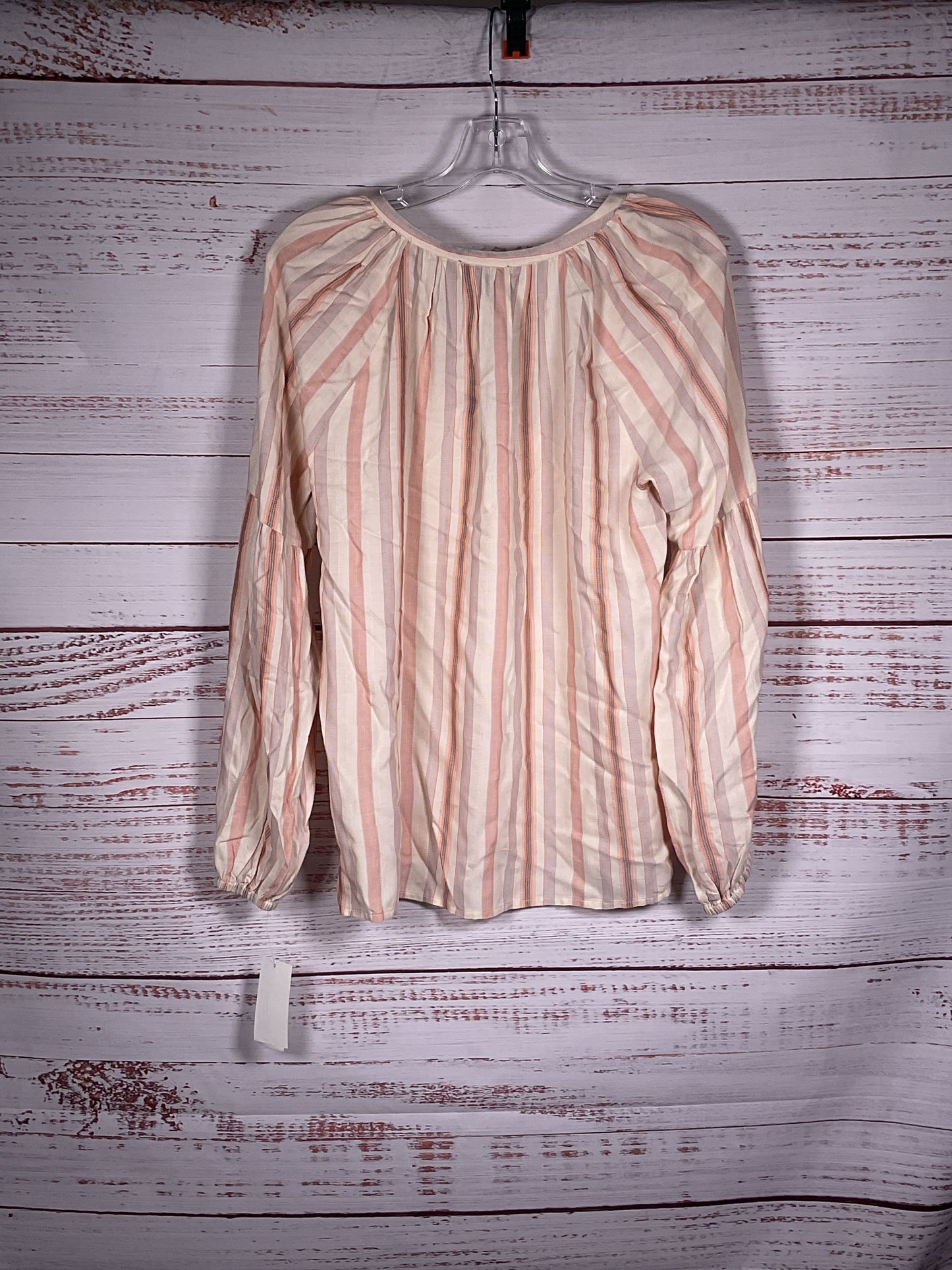 Paige Pink Striped V-Neck Long Sleeve Blouse NWT - Size M