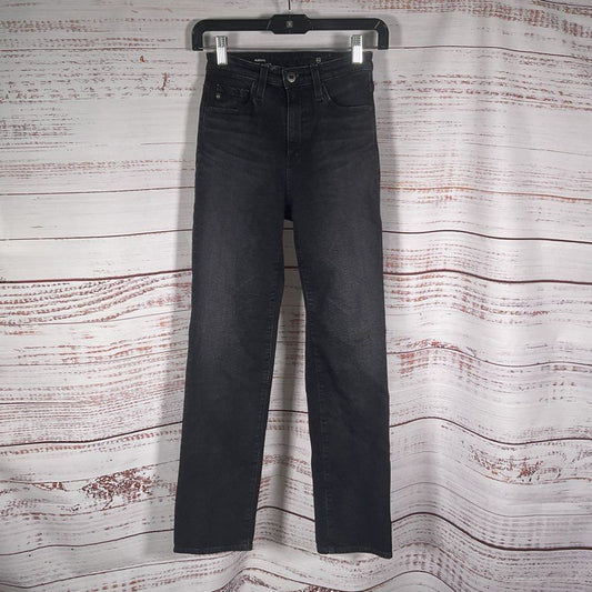 Adriano Goldschmied AG Alexxis High Rise Straight Leg Faded Black Jeans Size 24R
