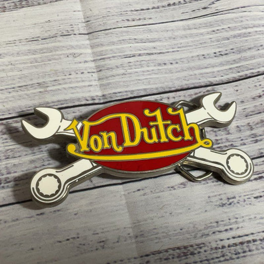 VTG. VON Silver Tone Wrench Belt Buckle- 4.75"