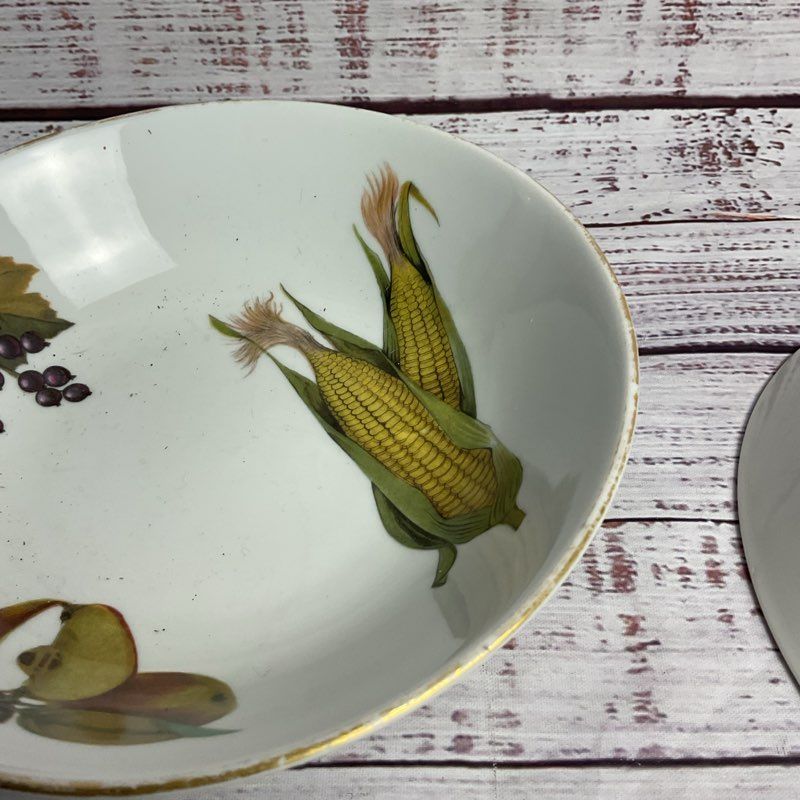 Royal Worcester 3 Pc. Evesham 7" Gold Rim Porcelain Soup/cereal Bowl Set