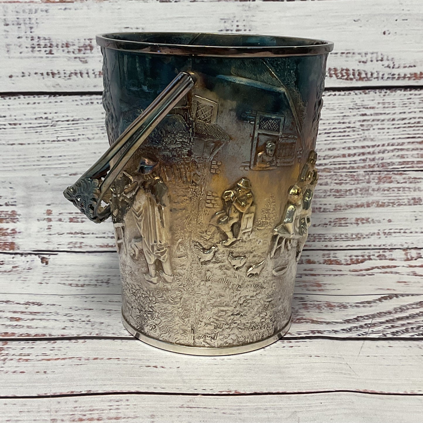 Hans Jensen Denmark Silver Plated Repousse Ice Bucket 6" x 4.5"