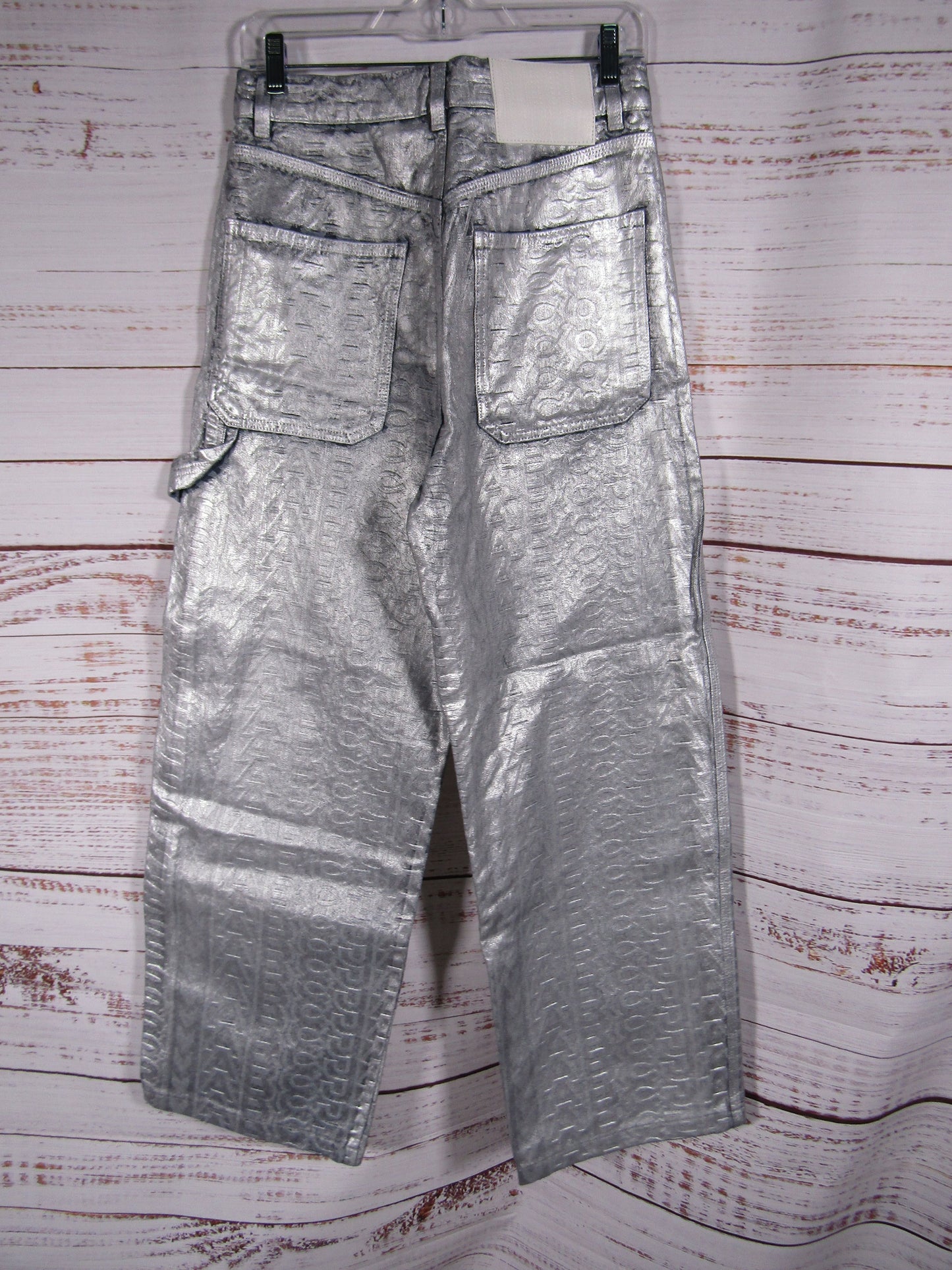 Marc Jacobs Women's Silver Monogram Oversized Jeans Size 24