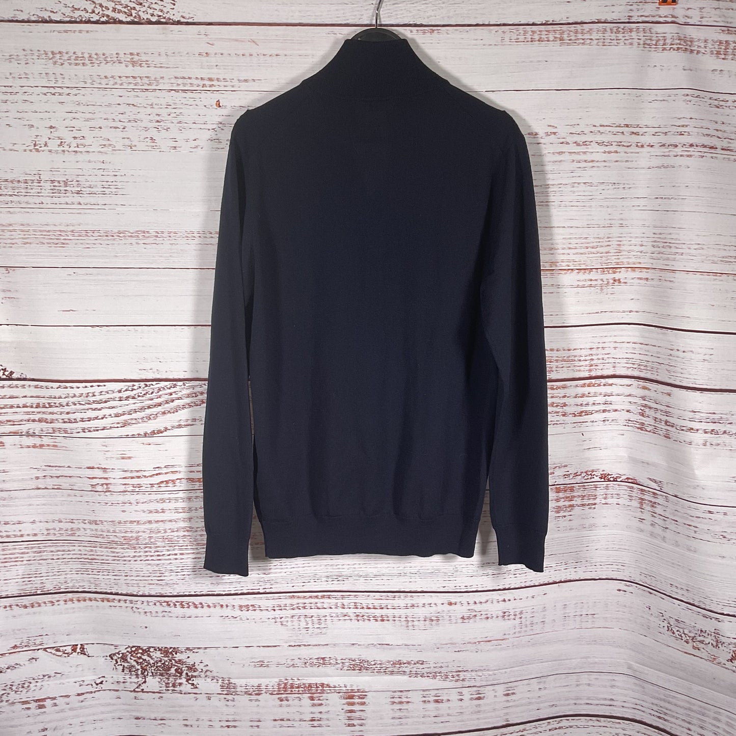 Boggi Milano Navy Blue Merino Wool Quarter Zip Sweater - Size M