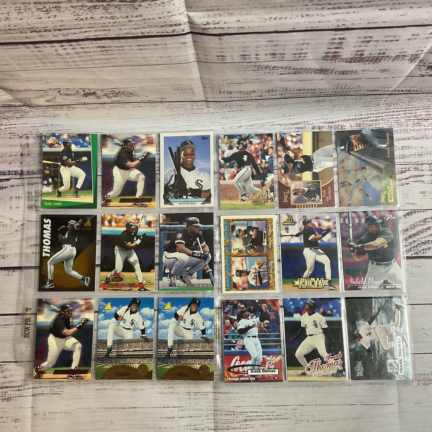 Set of 45 FRANK THOMAS Baseball Cards- Topps, Upper Deck, Fleer, Score, Donruss