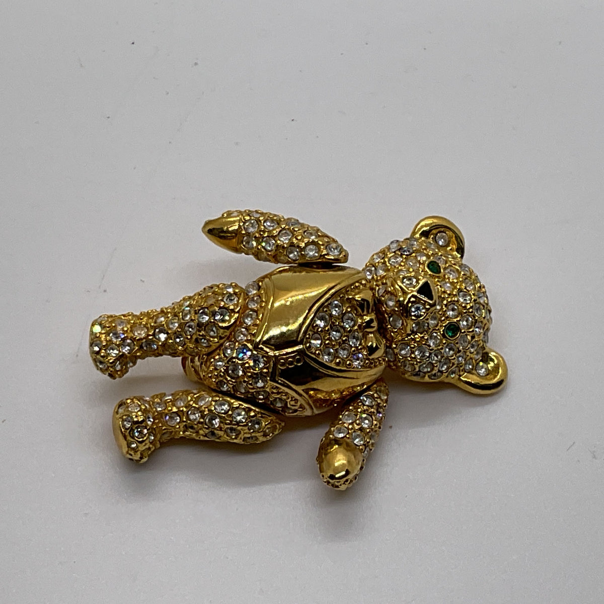 JOAN RIVERS Gold Tone Rhinestone Articulated Movable Arms, Legs, Head Brooch