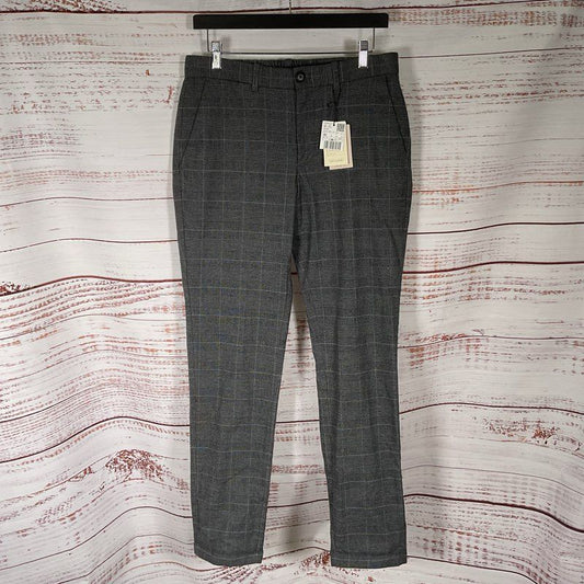 NWT Mango Trouser Collection Grey Plaid Slim Fit Pants Size 30