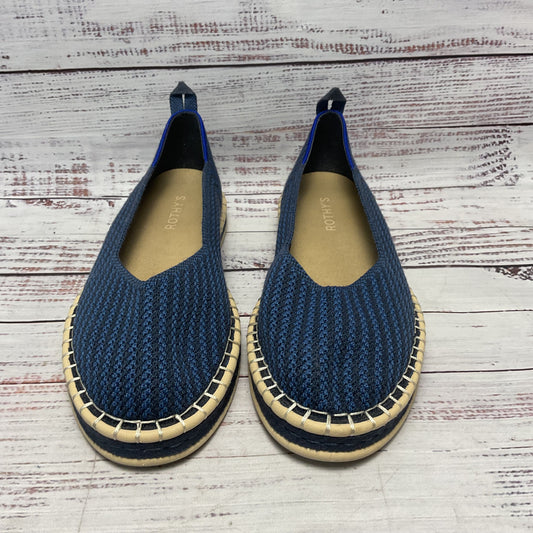 Rothy’s Boardwalk Blue Black Stripe Knit Espadrille Fats Loafers Shoe Women Sz 8