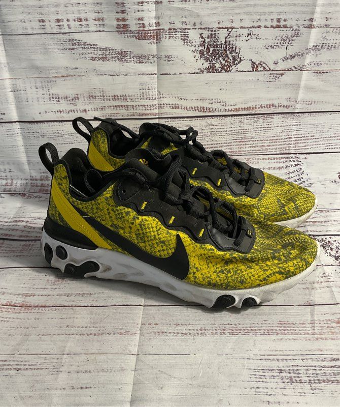Nike React Element 55 Speed Women's 9.5 Yellow Snakeskin Shoes CT1551 700