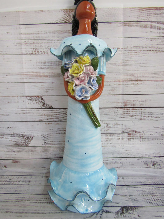 Faceless Flower Girl Sculpture by Liliana Mera Lime Made in Dominican Republic